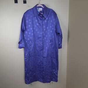Vintage Totes Long Length Trench Rain Jacket in Purple Polka Dot Size 10